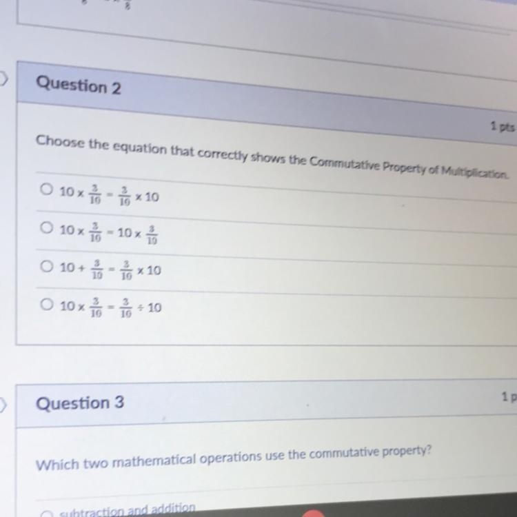 Choose the equation that correctly shows the Commutative Property of Multiplication-example-1