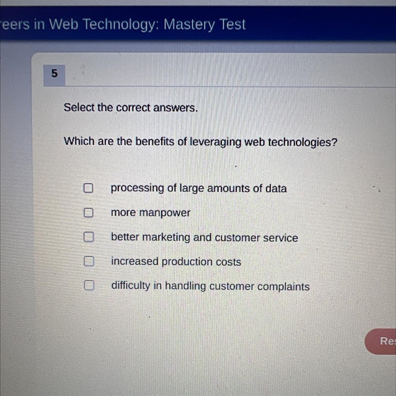 Select the correct answers. Which are the benefits of leveraging web technologies-example-1