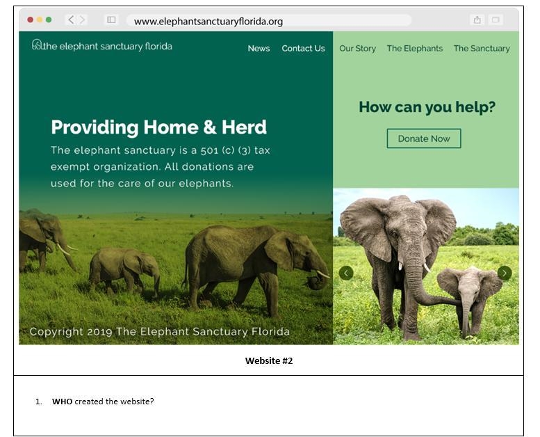 Part 1: Compare the Websites You are conducting research for a project about elephant-example-3