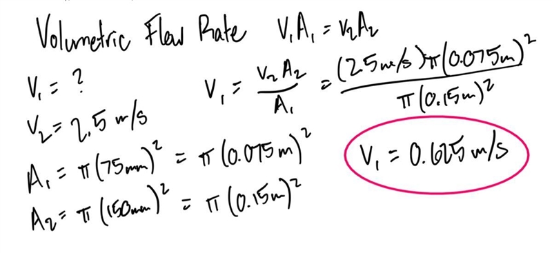 water flows in a pipeline composed of 75-mm and 150-mm pipe. calculate the mean velocity-example-1