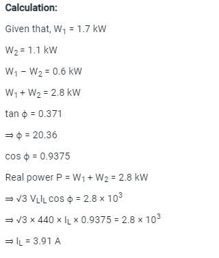 The two wattmeters used for the measurement of power input read 50 W each. What will-example-1