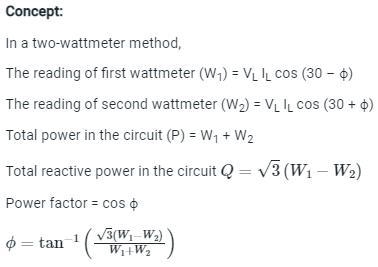 The two wattmeters used for the measurement of power input read 50 W each. What will-example-2