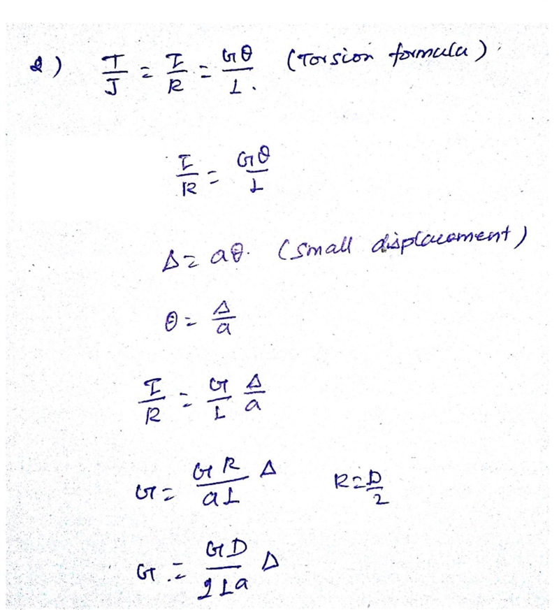 The solid cylindrical rod of diameter and with shear modulus is attached to the rigid-example-1