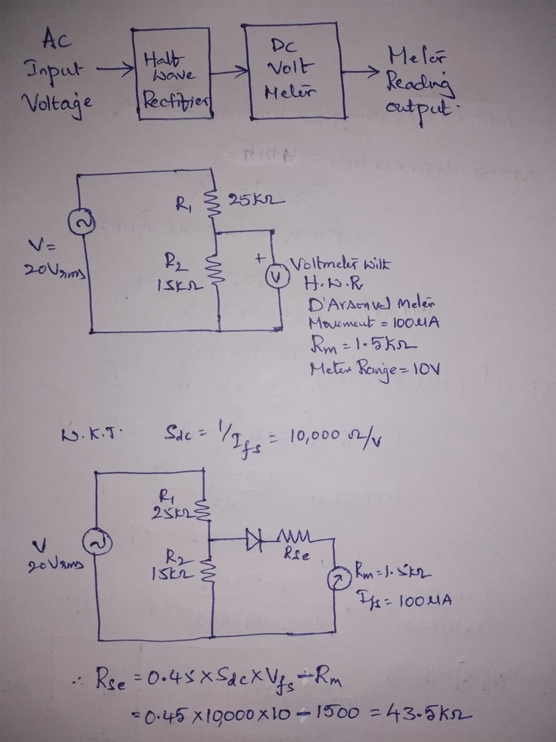 An ac voltmeter is to be used to measure the rms voltage across the 15kOhm resistor-example-1