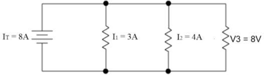 1. Examine the following circuit. Find RT, I3, R1, R2, R3, V1, V2 and V3. Show all-example-1