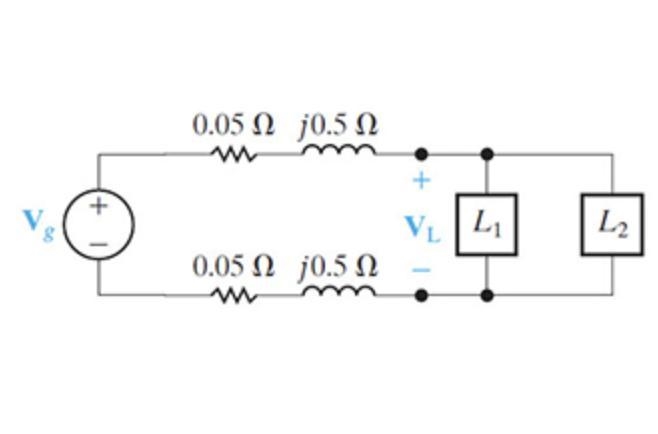 Load 1 absorbs an average power of 60 kW and delivers 70 kVAR of reactive power; Load-example-1