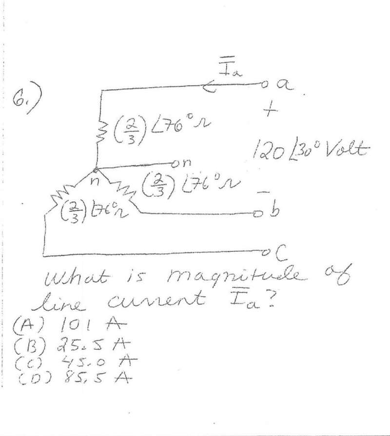 What is magnitude of line current Ia? ​-example-1