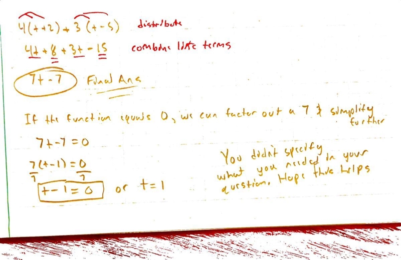 4 ( t + 2 ) + 3 ( t − 5 )-example-1