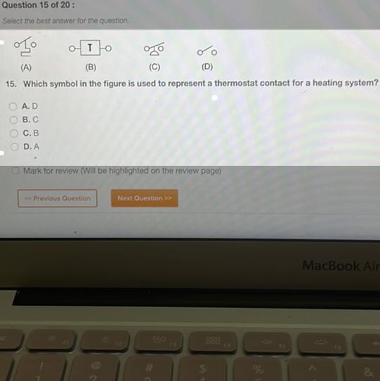 Which symbol in the figure is used to represent a thermostat contact for a heating-example-1