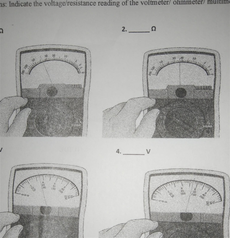 An urgent. Please answer this. :) 1 & 2 are Ω 3 & 4 are V​-example-1