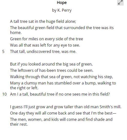 Why would the author choose to use the tree's point of view in the poem? A. to explain-example-1