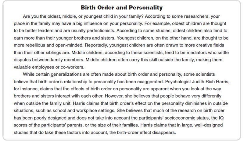 Birth Order and Personality 4 Questions (Question 1). According to the birth-order-example-1