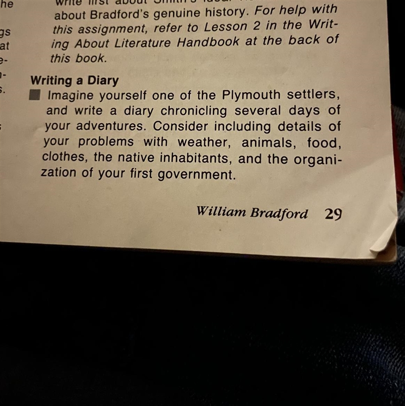 Writing diary Imagine yourself one of the Plymouth settlers, and write a diary chronicling-example-1