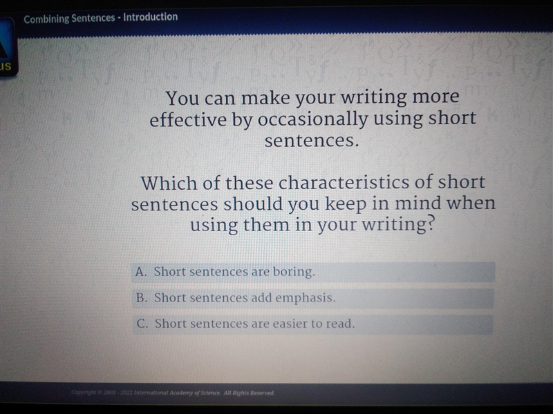 Which of the following describes what good good writers are trying to achieve by varying-example-1