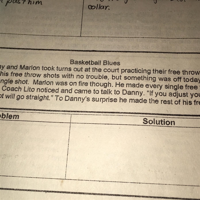 B. Basketball Blues Danny and Marlon took turns out at the court practicing their-example-1