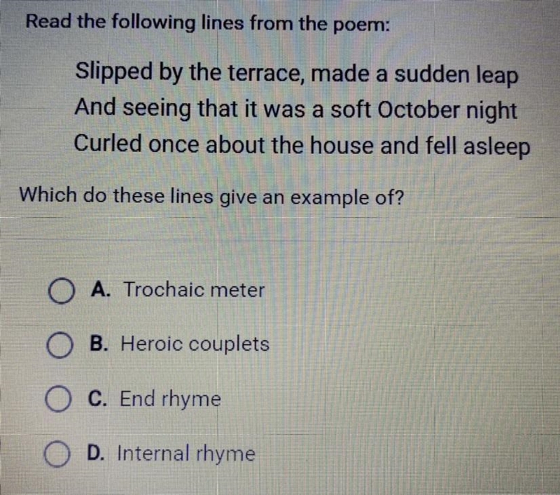 Read the following lines from the poem: Slipped by the terrace, made a sudden leap-example-1