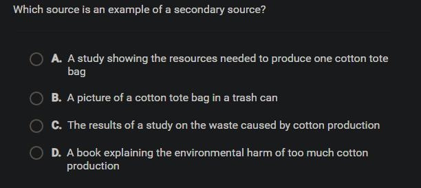 Which source is an example of a secondary source?-example-1