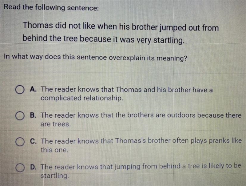 Read the following sentence: Thomas did not like when his brother jumped out from-example-1