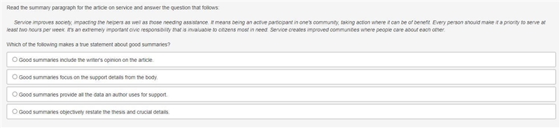 Read the summary paragraph for the article on service and answer the question that-example-1