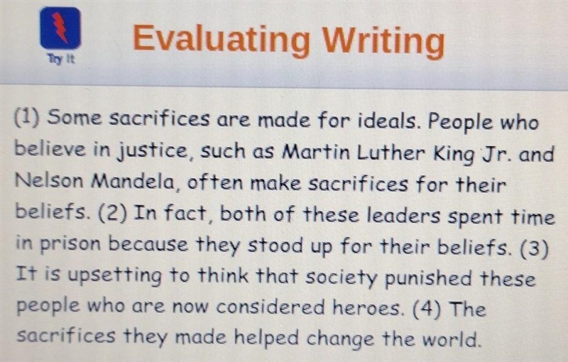 Which sentence is off topic? o the first sentence o the second sentence o the third-example-1