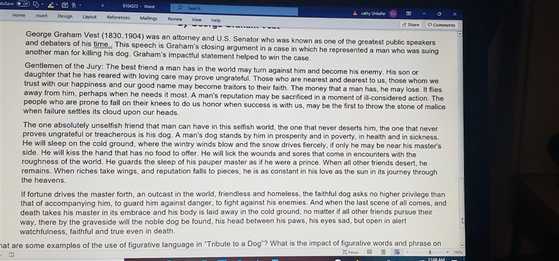 Read the passage. Then answer the question. " Tribute to the Dog" By George-example-1