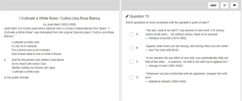 Which quotation is most consistent with the speaker’s point of view? A “You ask, what-example-1