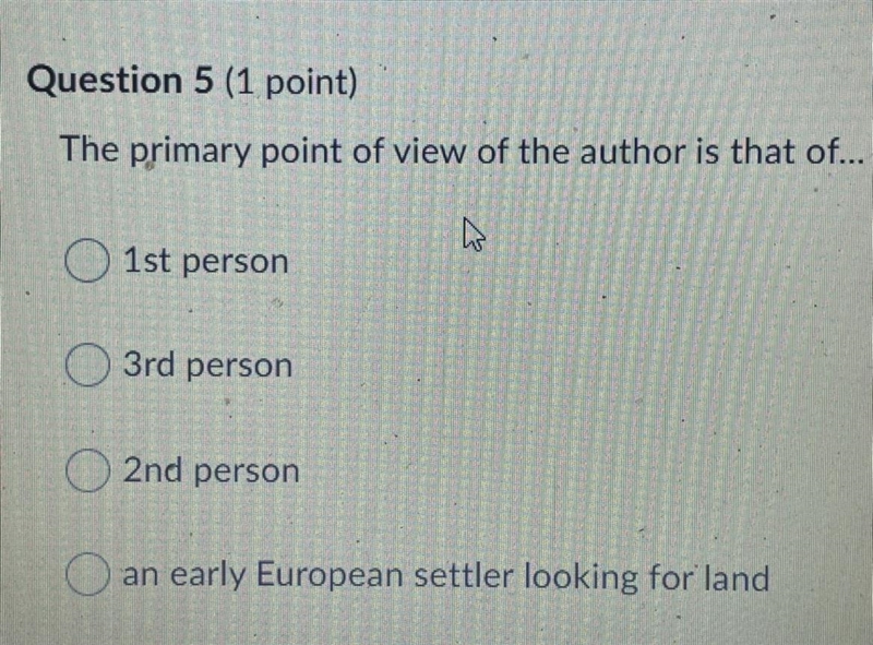 the primary point of view of the author is that of A) 1st person B) 3rd person C) 2nd-example-1