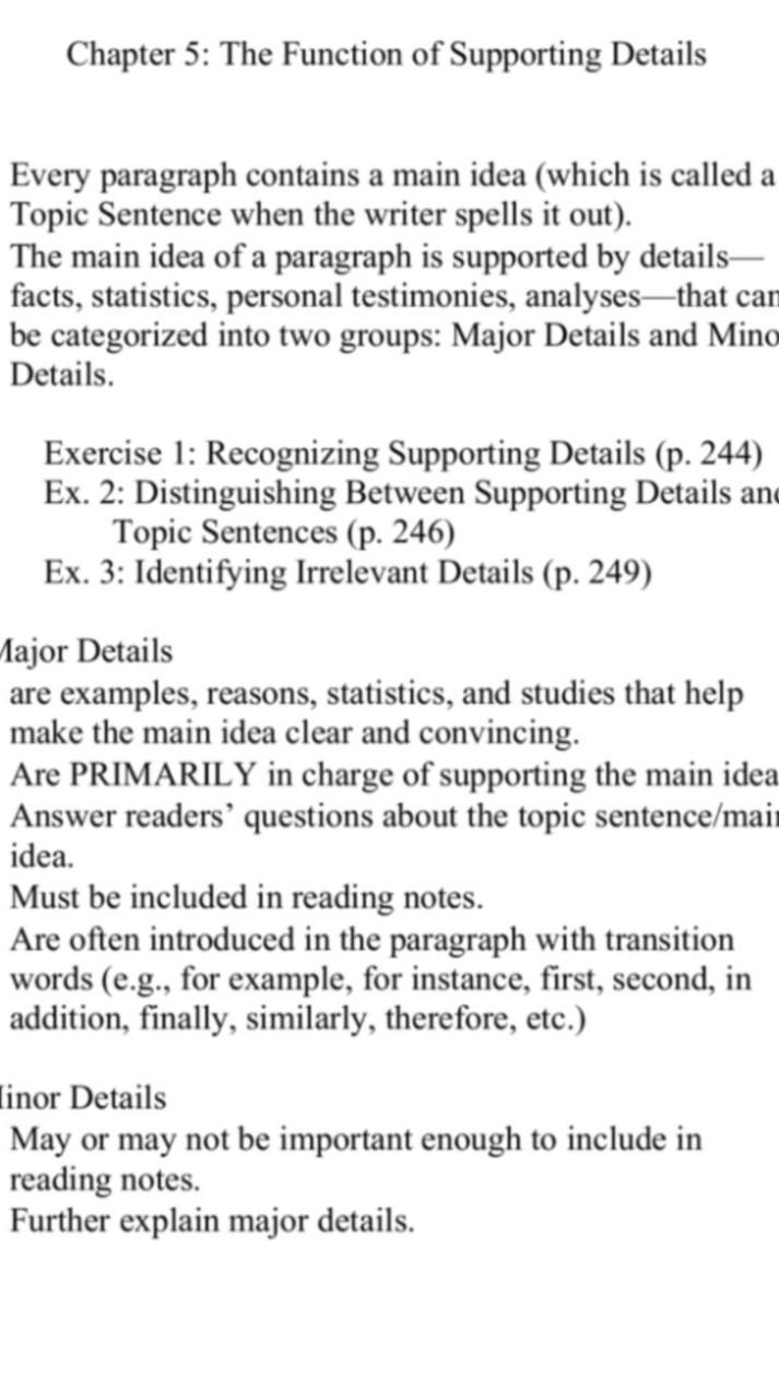 What is the functions of supporting details-example-1