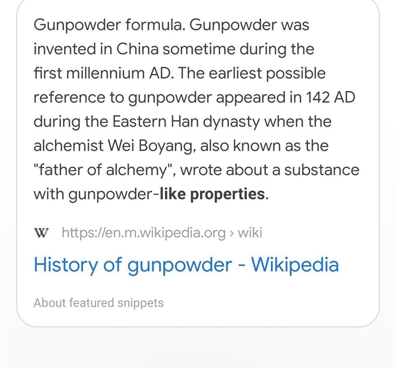 Write a paragraph or summary about the Chinese invention on GUNPOWDER-example-1