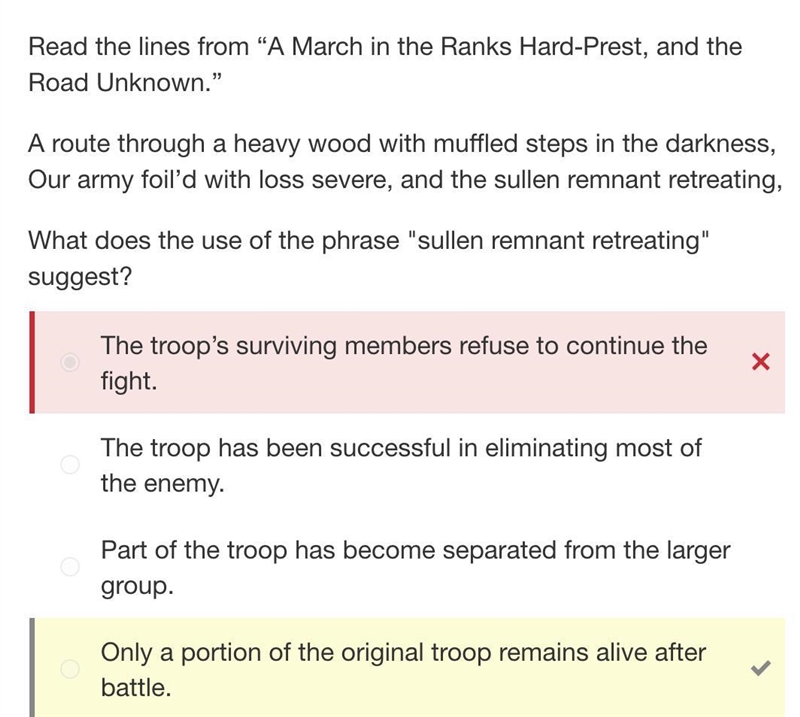 Read the lines from “A March in the Ranks Hard-Prest, and the Road Unknown.” A route-example-1