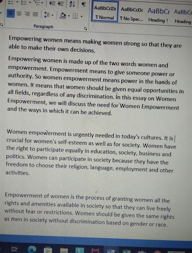 Write an essay on" women empowerment" in about 180 words.​-example-1