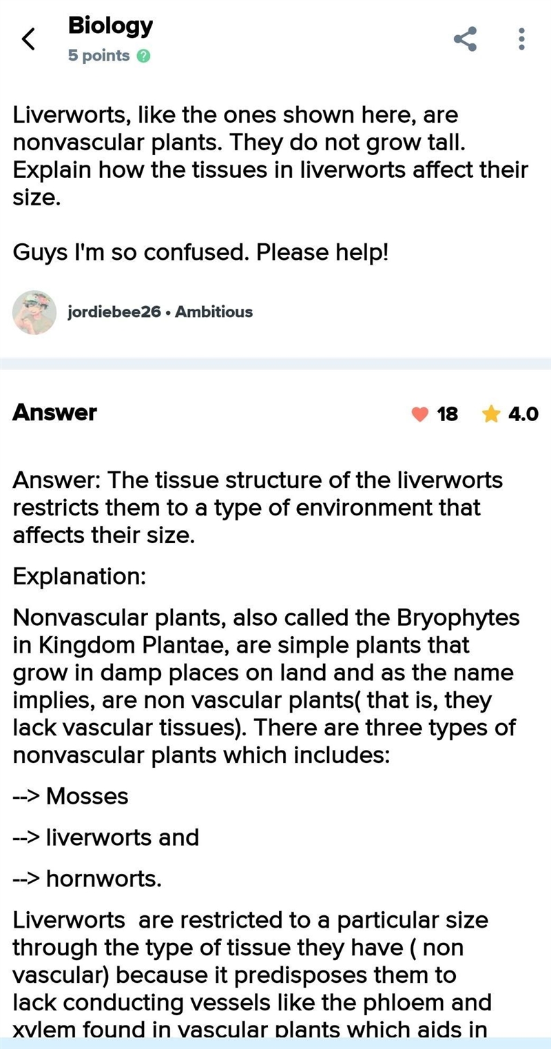 PLEASE HURRY! no links please! Liverworts, like the one shown here, are nonvascular-example-1