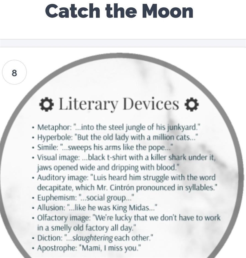 What is a simile in catch the moon story-example-1