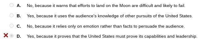 Read the paragraph 4 excerpt. We choose to go to the moon. We choose to go to the-example-1