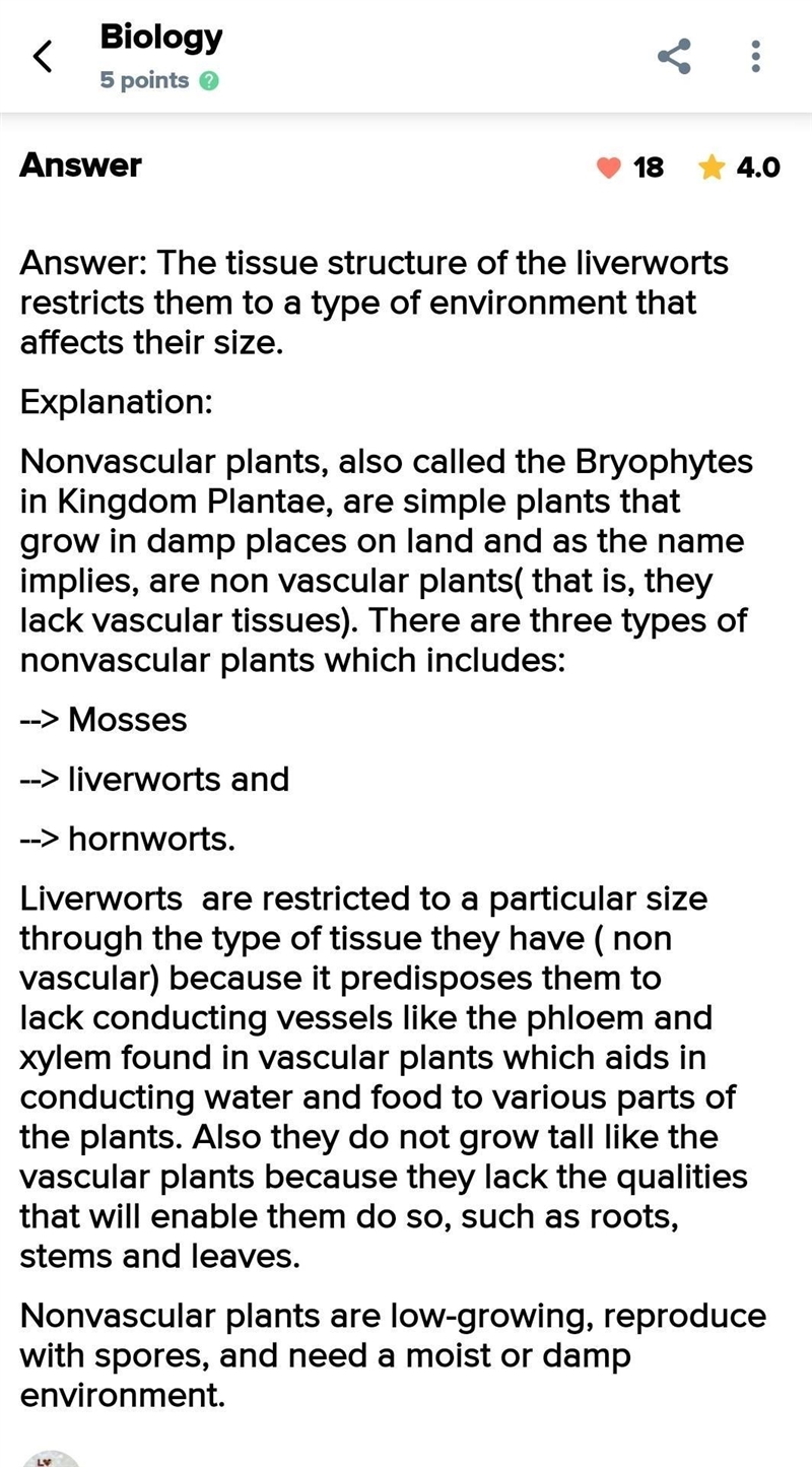 PLEASE HURRY! no links please! Liverworts, like the one shown here, are nonvascular-example-2