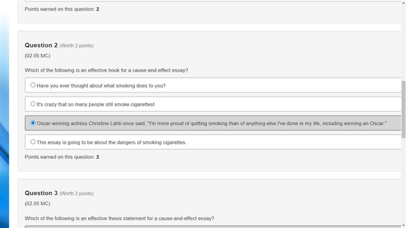 Which of the following is an effective hook for a cause-and-effect essay? A.Have you-example-1