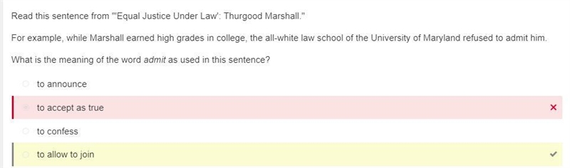 Read this sentence from "'Equal Justice Under Law': Thurgood Marshall." For-example-1