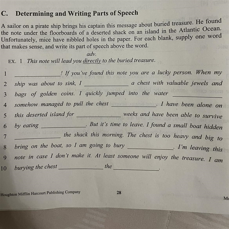 Determining and writing parts of the speech-example-1