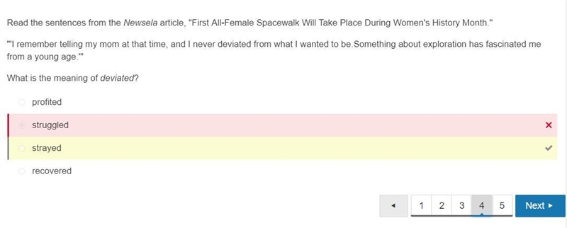 Read the sentences from the Newsela article, "First All-Female Spacewalk Will-example-1