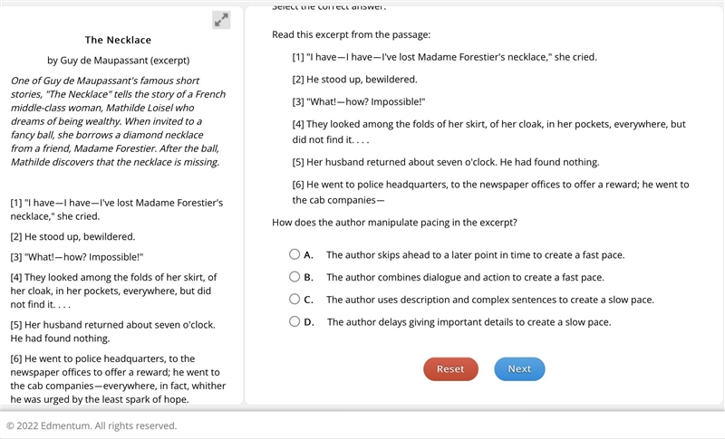 How does the author manipulate pacing in the excerpt?-example-1