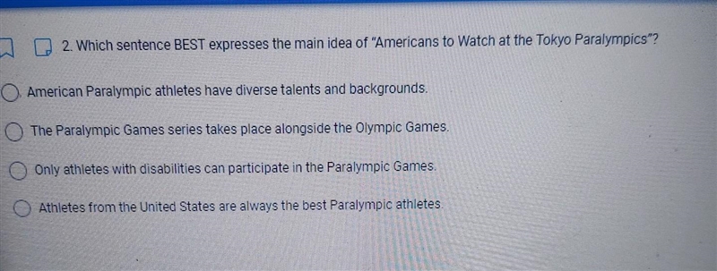 Which sentence BEST expresses the main idea of "Americans to Watch at the Tokyo-example-1