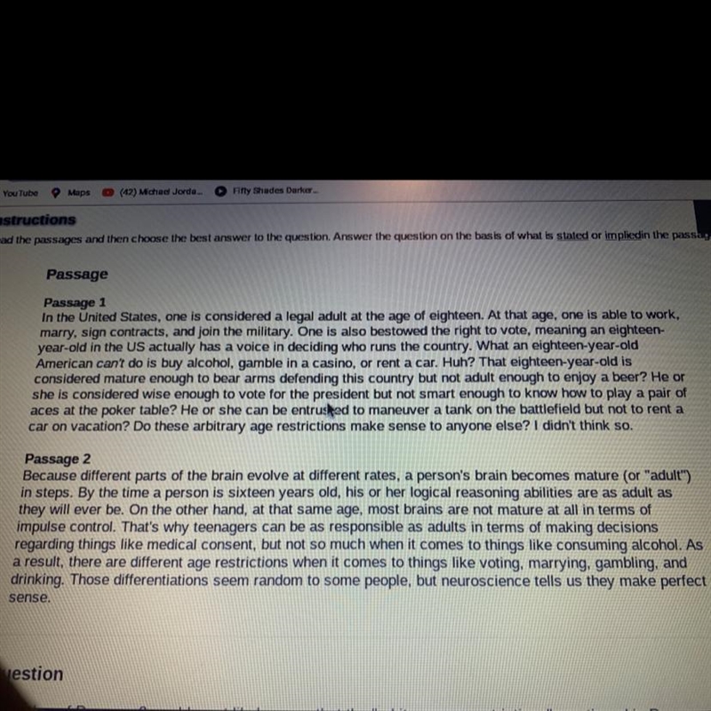 Question The author of Passage 2 would most likely argue that the "arbitrary-example-1