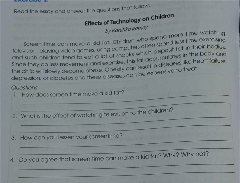 1. How does screen time make a kid fat? 2. What is the effect of watching television-example-1