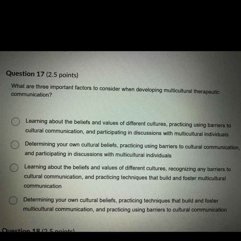 Question 17 (2.5 points) What are three important factors to consider when developing-example-1