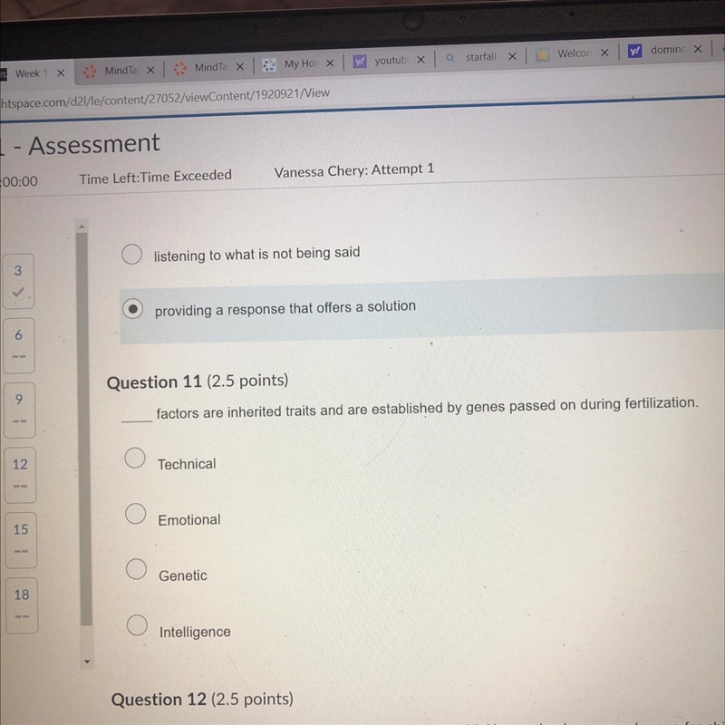 Question 11 (2.5 points) factors are inherited traits and are established by genes-example-1