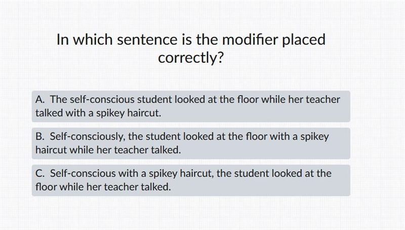 In which sentence is the modifier placed correctly?-example-1