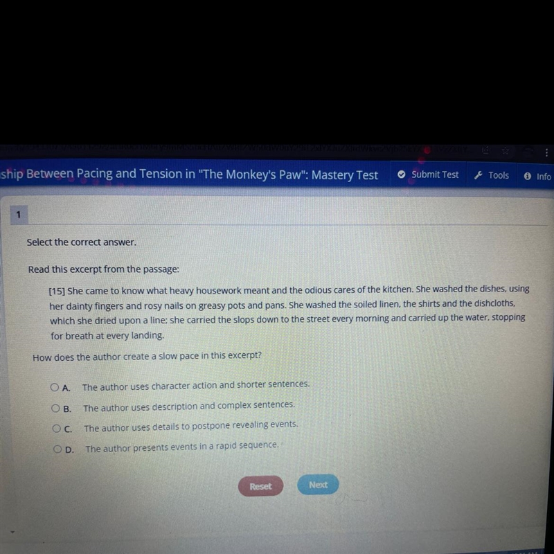 Select the correct answer. Read this excerpt from the passage: [15] She came to know-example-1