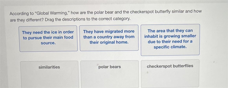 According to "Global Warming," how are the polar bear and the checkerspot-example-1