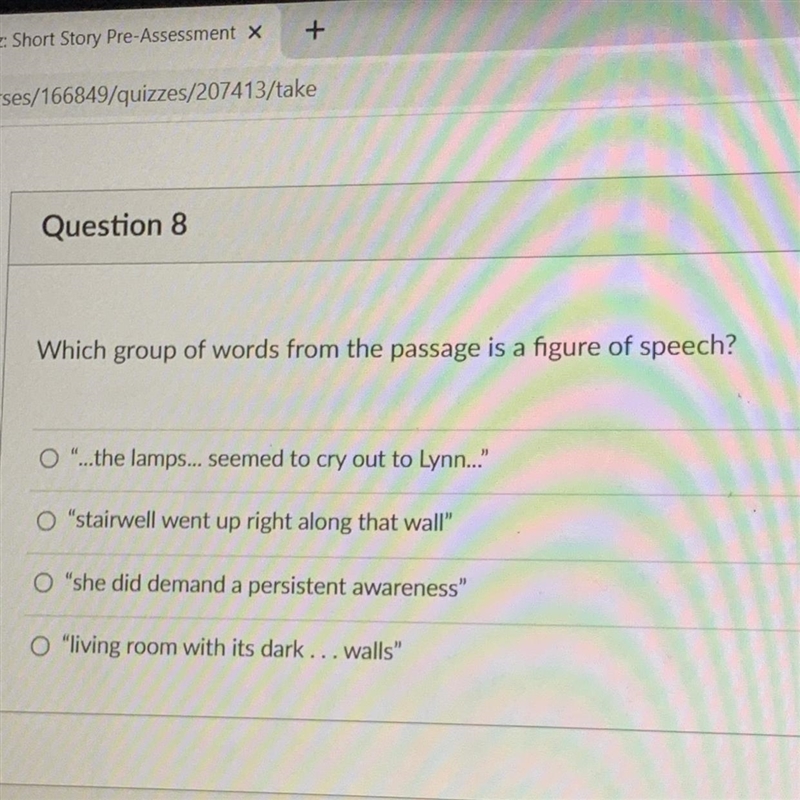 D Question 8 Which group of words from the passage is a figure of speech? O...the-example-1