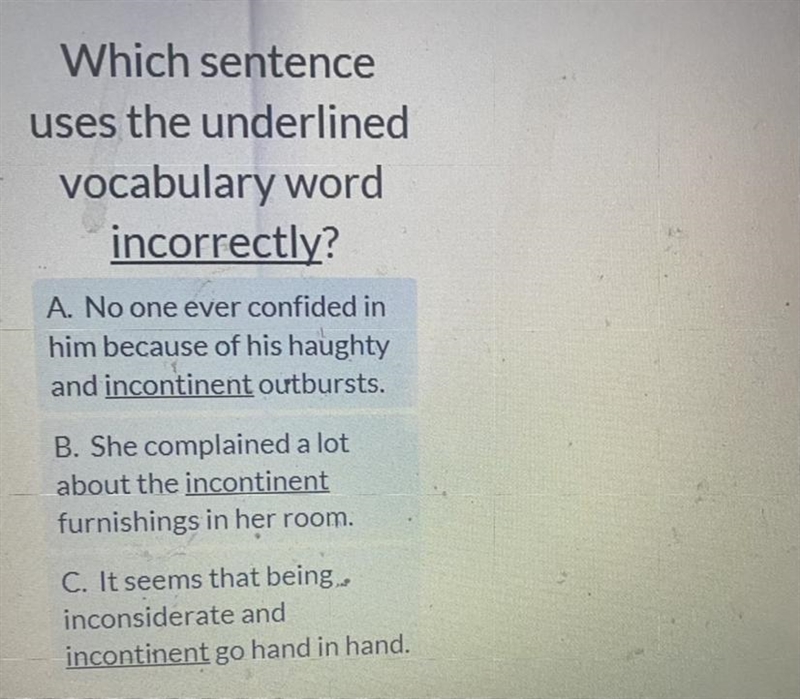 Which sentence uses the underlined word incorrectly?-example-1